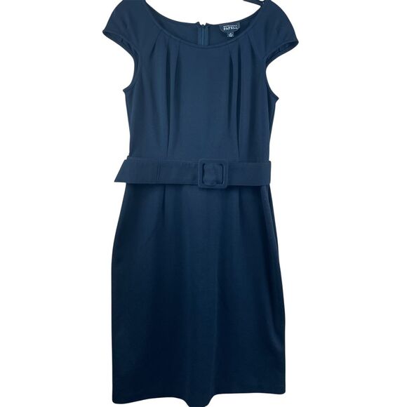 Adrianna Papell Dresses & Skirts - Adrianna Papell Black Cap Sleeve Sheath Dress with Belt Professional Wear Siz 10